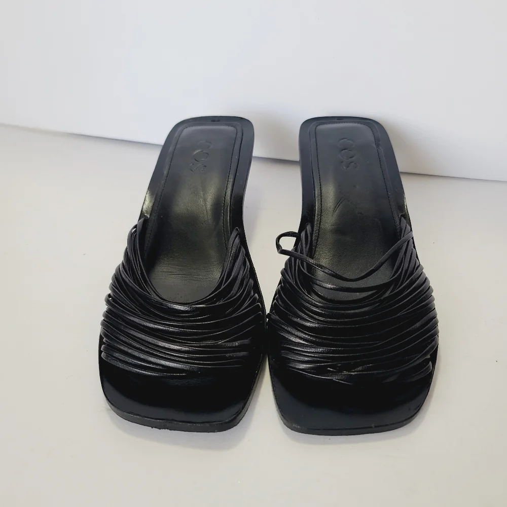 COS Women's Black Woven Strappy Heels Size 7 - Picture 2 of 7